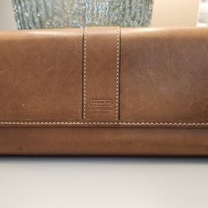 COACH Brown Leather Wallet with Checkbook Cover